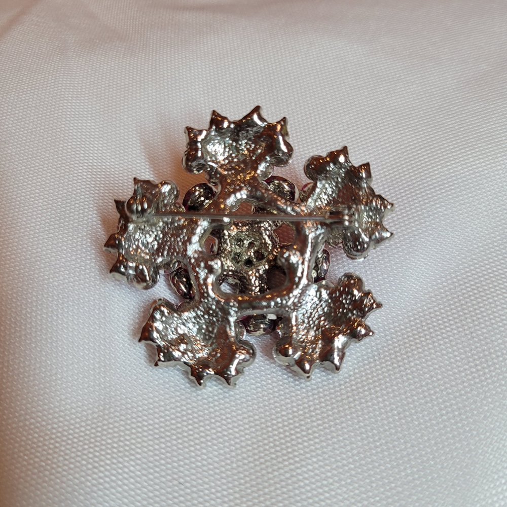 Pink Floral Rhinestone Brooch - Picture 3 of 4